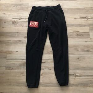 Crooks & Castles Black Joggers with Red Logo